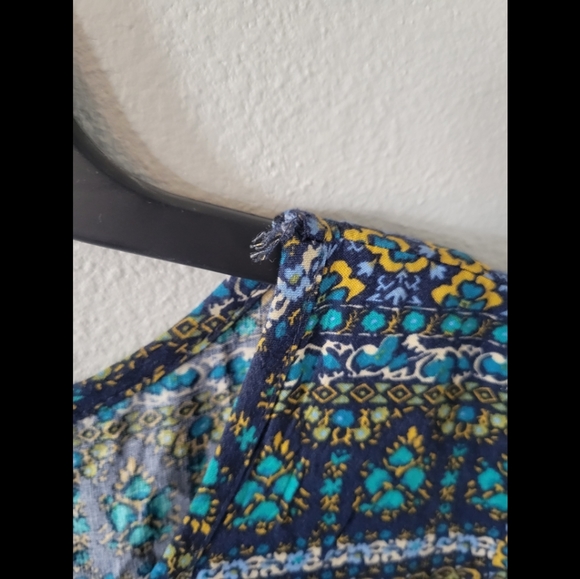 Mossimo Supply Co. Top, Blue and Gold Tribal Tie Front, Small - Picture 6 of 10